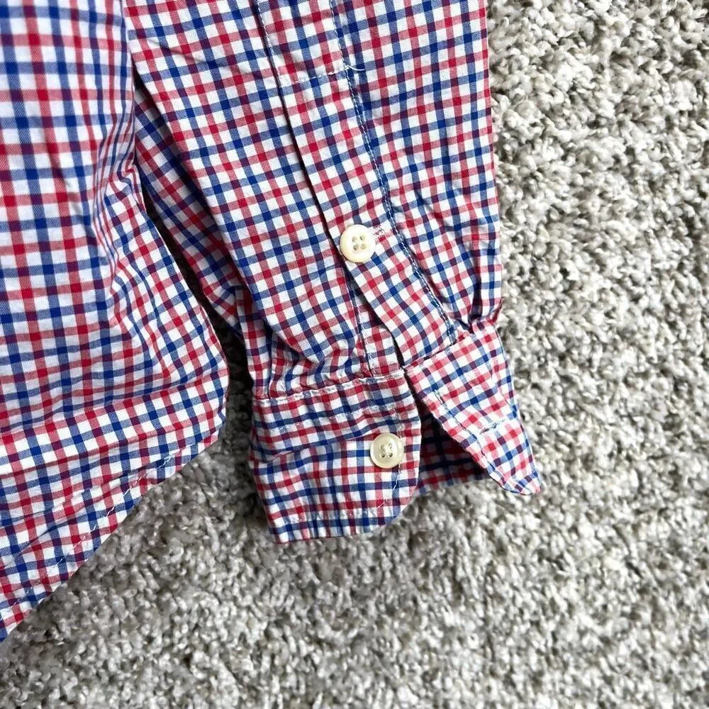 Ralph Lauren Shirt Boys M 10-12 Cotton Red, Blue & White Plaid Long Sleeve Butto